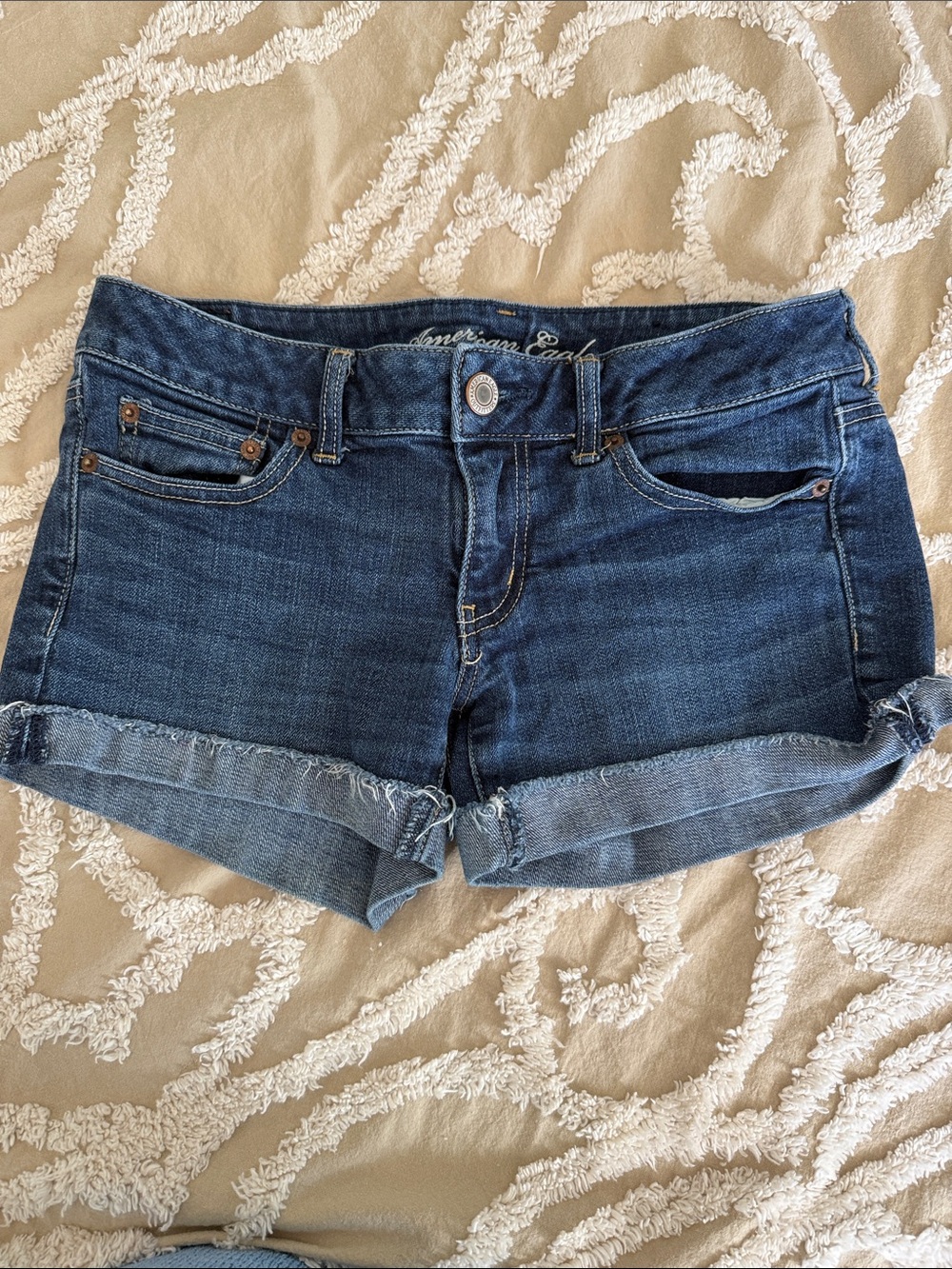 American Eagle Outfitters Indigo Rolled-Hem Denim Shorts